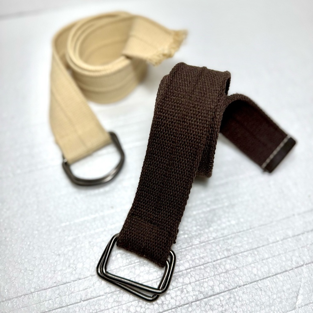 BELT set of 2 Men's Brown and Tan Canvas Textile Belts